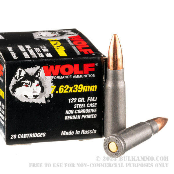 WOLF 7.62x39 122 gr FMJ - 1000 Rounds