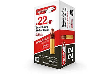 Aguila Super Extra High Velocity Ammunition 22 Long Rifle 38 Grain Plated Lead Hollow Point