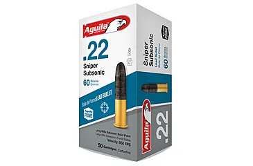 Aguila SSS Sniper Subsonic Ammunition 22 Long Rifle 60 Grain Lead Round Nose