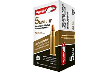 Aguila Varmint Ammunition 5mm Remington Magnum 30 Grain Jacketed Hollow Point Box of 50