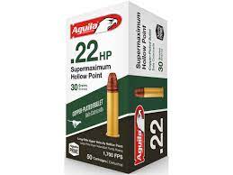 Aguila Super Maximum Ammunition 22 Long Rifle 30 Grain Hyper Velocity Plated Lead Hollow Point