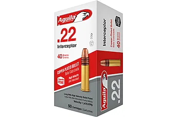 Aguila Interceptor Ammunition 22 Long Rifle 40 Grain Plated Lead Round Nose